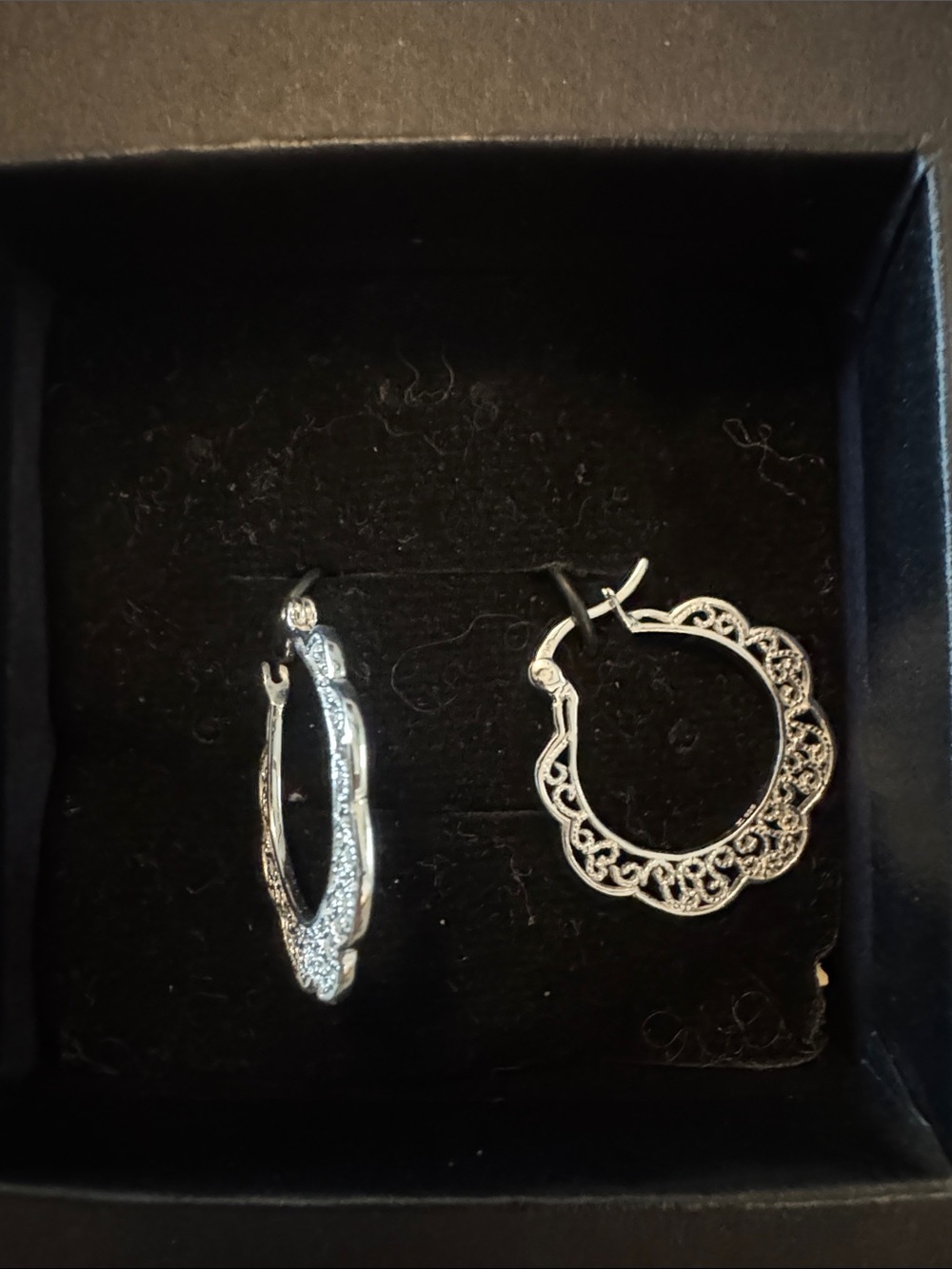 Sterling Silver Scalloped ORNATE HOOP Earrings -NEW